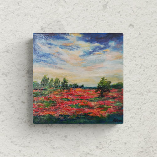 Coquelicots, peinture paysage contemporain Aurélie Rocheta