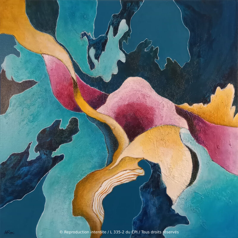 "Épanouissement", peinture sur toile colorée inspirée par la nature et par l’œuvre de la peintre Georgia O'Keeffe